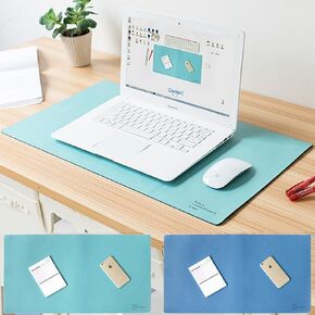 Dual-Sided Desk Mat, 24.1 x 13.5 inch Extra Large Mouse Pad, Microfiber Leather Non-Slip Waterproof Laptop Computer PC Desk Blotter Home Office Gaming Keyboard Mouse Pad Mat (Turquoise + Blue)