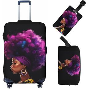 Travel Luggage Cover Suitcase Protector African American Woman Elastic Protective Washable Luggage Cover Anti-Scratch Suitcase Cover For 18-32 Inch -M