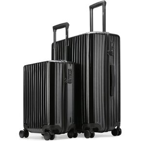 Ocean 2-Piece Luggage Set, TSA Lock, Polycarbonate Shell (20/28 - Black)