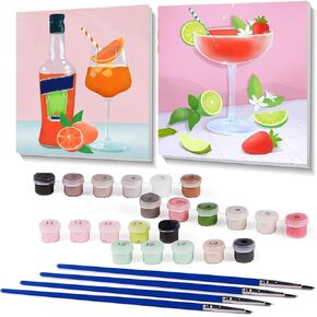 uuxsretaio 2 Pack Framed Paint by Number for Adults, Flower Paint by Numbers Kits on Canvas, Easy Adults Paint by Number Kits for Beginner DIY Acrylic Oil Painting for Home Wall Decor(8x8inch)