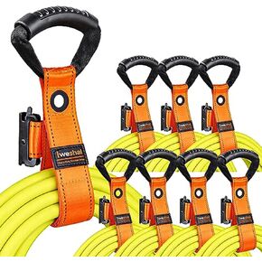 E-Track Storage Straps, 2 Pack Heavy-Duty Storage Straps for Cords, Cables, and Hoses Organized On E-Track, Hook and Loop Extension Cord Organizer, 2 Pack Straps (Orange)