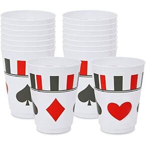 Sparkle and Bash 16 oz Plastic Poker Tumbler Cups, Casino Party Decorations (16 Pack)