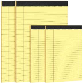 Legal Pads 8.5 x 11 Note Pads 5 x 8, Yellow Notepads, 4 Pack Notepad Wide Ruled & College Ruled, Micro Perforated Lined Paper Pads,40 Sheets Per Writing Pad for Work School College Office Home