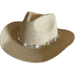 Western Straw Cowboy Hats Cowgirl Hat for Holiday Woven Beach Sun Hat with Shapeable Wide Brim Cowboy Hat for Women's/Men's