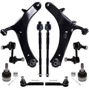 10Pcs Front End Suspension Kit Fit For 2005-2009 Su-baru Outback Legacy, 2 Lower Control Arm 2 Ball Joint 2 Sway Bar Link 4 Outer & Inner Tie Rod End (# K622030 K750049 EV801557 ES3712 K9513)