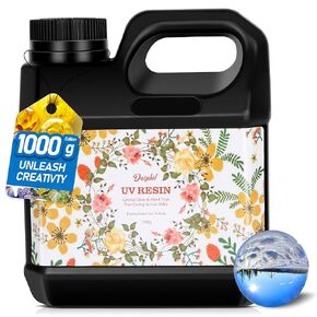 UV Resin 1000g Upgrade Crystal Clear UV Resin Kit Epoxy Resin Up Premixed UV Cure Resin Fast Curing & Low Shrinkage Ultraviolet Epoxy Resin for Craft Jewelry Making Coating DIY Crafts 1KG