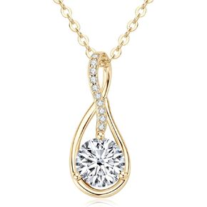 DYUNQ Moissanite Infinity Necklace, 925 Sterling Silver Lab Created Diamond Pendant Necklace for Women, Anniversary Jewelry Gifts for Wife Girlfriend, Adjustable 18-20 inch