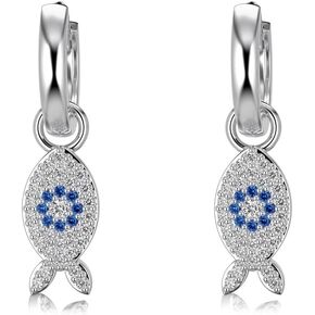 Fish Hoop Earrings 925 Sterling Silver Fish Earrings Fish Jewelry for Women