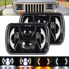 YUGUANG 5x7 7x6 LED Headlights, H6054 LED Headlights Hi/Low Beam DRL Amber Turn Signal DOT Approved Compatible with Jeep Wrangler Cherokee XJ YJ Nissan Toyota GMC Truck, 2PCS