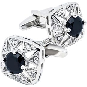Faceted Black Crystal Cufflinks for Men In Gift Case Square Shape Gemstone Men's Cufflinks Jewelry for Wedding Party Business Birthday Anniversary Dress