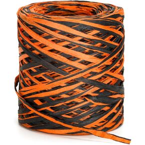 KINGLAKE Halloween Raffia Ribbon 394Feet Orange Black Raffia Ribbon Colored Raffia Paper Ribbon Packing Paper Craft Ribbon Gift Wrapping Raffia Ribbon for Crafts DIY Gift Wrapping Halloween Decoration