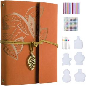 Commodaily Scrapbooking Supplies Kits, Leather Scrapbook Photo Album 8.6x6.7 inch Scrap Book 60 Pages,Journal Scrapbook Album DIY Photo Album Family (Orange)