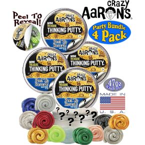 Crazy Aaron's Putty Mini Tins Treasure Surprise Peel to Reveal (Collect All 12 Colors) Gift Set Party Bundle - 4 Pack (.47oz Each) *Items are Assorted and May Contain Duplicates