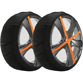 Snow Socks for Tires, Auto Socks for Car Tires,Automotive Snow Socks,Great Alternative to Snow Chains for Cars, Snowy Road Car Textile Winter Emergency Kit (2 Packs) - Size L