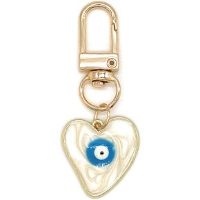 Evil Eye Keychains Sweat-heart Keychains Protection Charm for Women Men Car Key Ring Bag Purse Accessories