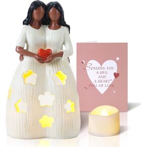 Homemory Gifts for Mom Christmas Birthday Mothers Day Present Candleholder Statue Flickering LED Tea Lights for Daughters Sister Best Friends Unique Gift Ideas Greeting Card
