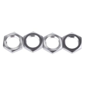 4PCS 17mm Aluminum Wheel Hex Hub Nut for 1/8 RC Model Car Upgraded Parts (Silver)