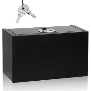 MOTORHOT 24 x 12 x 14 Inch Black Steel Underbody Truck Box With Lockable T-Handle Latch Tool Chest For Storage & Organization, Durable Job Box