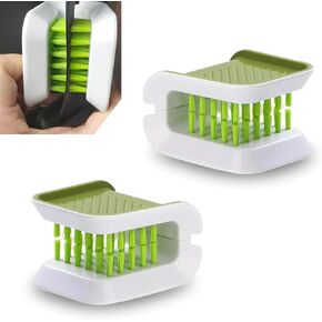 2 PCS Car Seat Belt U-Shaped Double-Sided Design Cleaning Brush, 2.95" x 2.95" x 1.96" Foldable Closed Structure Multi-Functional Double-Sided Hand Cleaning Tool, Car Home Universal (Green)