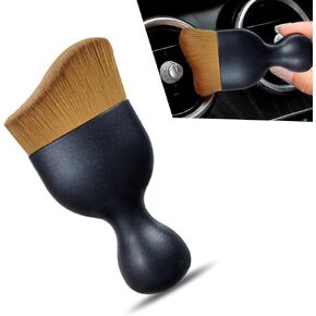 1 PC Car Air Conditioner Vent Cleaning Brush, 3.86" x 1.77" ABS Handle + Nylon Bristles Wet and Dry Dual-use Wavy Soft Brush, Portable Interior Cleaning Tool for Cars, Trucks, SUVs (Brown)