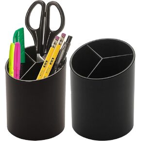 Manaloom Pen Holder, 3 Compartment Desktop Organizer - Pencil Cup, Perfect for Organizing Pens, Pencils, Home and Office - 2 Pack