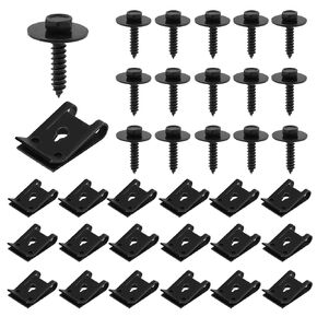 20 Sets M4.2 Universal Fender Liner Screws and U-Nut Kit, Automotive Body Screws U Nut Clamp Kit Engine Splash Shield Fender Bolts and Nuts for Chevrolet Ford Buick Chrysler