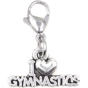 It's All About...You! I Love Gymnastics Stainless Steel Clasp Clip on Charm 79Ai