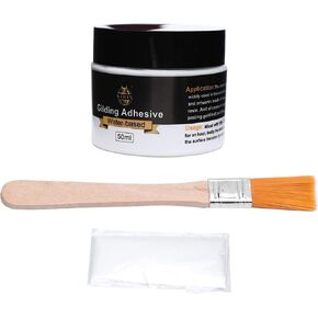 Gilding Adhesive, 100ml Epoxy Resin Gold Leaf Adhesive for Professional Craft Use, Water Based Varnish for Protect The Surface of Gold Foil from Oxidating (Brush + Gloves as Gifts)