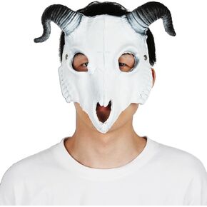 Goat Ram Horns Mask Sheep Skull Mask Devil Demon Animal Bull Skull Mask Halloween Masquerade Cosplay Costume Props