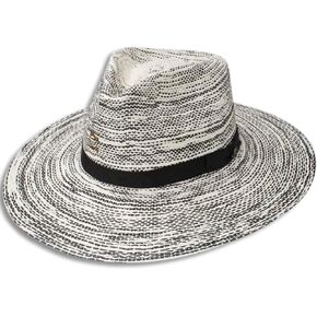 C1H Hawaii Ya 3 3/4" Brim Black and Natural Straw Fashion Hat