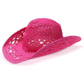 Pink Cowgirl Hat Straw Cowboy Hats for Women Coastal Cowgirl Outfits Sun Hat