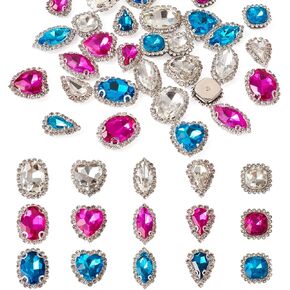 Pandahall About 900Pcs Faceted Sew on Rhinestone 27 Style Flat Round Crystal Gems Mental Flatback with Golden Claw for Costume, Clothes, Garments, Dress, Earring, Belt and Shoes