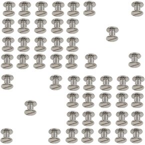 Leather Rivets Chicago Screw Belt Buckle Screw Leather Screw Rivets Leather Fasteners Screw Posts 1/4 Inches Silver for DIY Leather Craft and Binding 50PCS