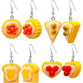 QUSIJIA 6 Pairs Charm Rainbow Triple Layer Chocolate Cream Cake Dangle Earrings Simulation Dessert Food Earrings Set For Women Girls in Kuwait