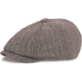 Newsboy Cap for Men Herringbone Tweed Flat Caps Ivy Gatsby Driver Cap Vintage Beret Hat