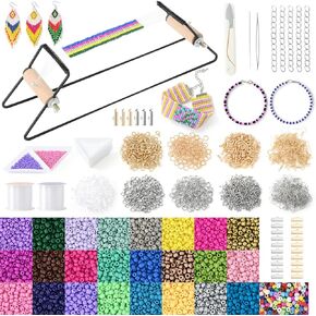 NOTIONSLAND Bead Loom Kits for Adults, Beading Loom with 10000 pcs Beading Supplies, Bracelet Earring Making Kits for Girls, Teens