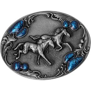 HAQUIL Vintage Horse Turquoise Belt Buckle, Turquoise Bead Turquoise Design Belt Buckle, Jewelry for Women