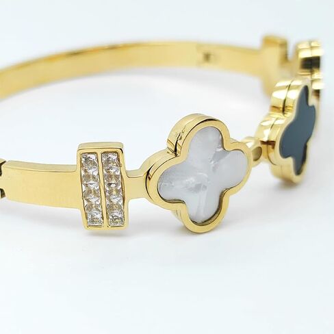 Clover Bracelet 2Pcs, Four Leaf Clover Bracelet Unique Fritillaria Clover Bracelets for Women 18K Gold Plated Four Leaf Lucky Bracelets Jewelry Christmas Valentine's Day Gifts in Saudi Arabia