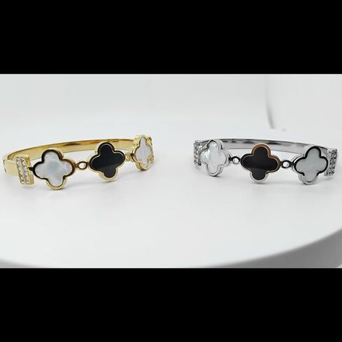 Clover Bracelet 2Pcs, Four Leaf Clover Bracelet Unique Fritillaria Clover Bracelets for Women 18K Gold Plated Four Leaf Lucky Bracelets Jewelry Christmas Valentine's Day Gifts in Saudi Arabia