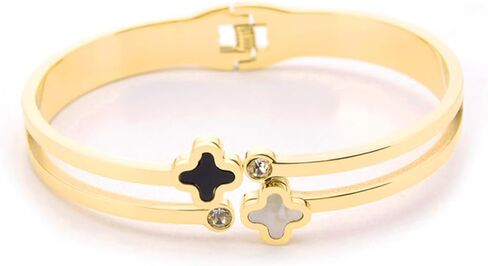 Clover Bracelet 2Pcs, Four Leaf Clover Bracelet Unique Fritillaria Clover Bracelets for Women 18K Gold Plated Four Leaf Lucky Bracelets Jewelry Christmas Valentine's Day Gifts in Saudi Arabia