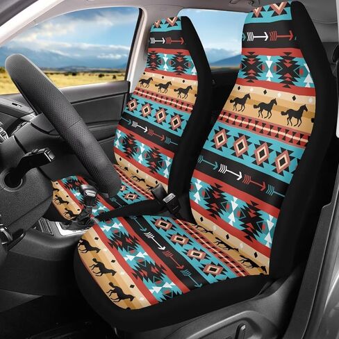 Navajo Native Western Car Seat Cover for Women 2 Piece High Back Vehicle Seat Protector, Aztec Tribal Bucket Car Seat Covers, Universal Fit for Auto Truck Van SUV in Kuwait