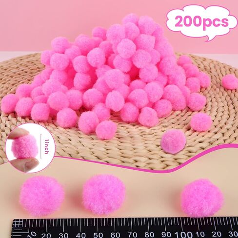 200 Pieces Pom Poms, 1 Inch Craft Pom Pom Balls, Fluffy Soft Craft Pompoms, Pompoms Puff Balls for DIY Creative Arts Crafts Christmas Home Decorations(Purple) in Saudi Arabia
