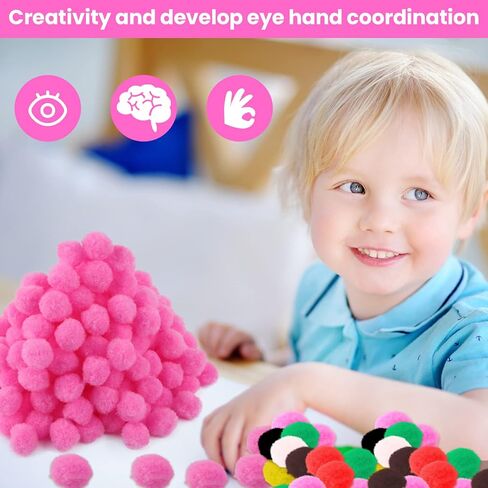 200 Pieces Pom Poms, 1 Inch Craft Pom Pom Balls, Fluffy Soft Craft Pompoms, Pompoms Puff Balls for DIY Creative Arts Crafts Christmas Home Decorations(Purple) in Saudi Arabia
