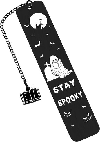 Cute Bookmarks for Women Men Book Lovers, Spooky Boo Basket Stuffers for Women Her Him, Funny Spooky Halloween Bookmarks for Book Lovers Horror Lovers Bookish, White Elephant Gifts for Adults Useful in Saudi Arabia