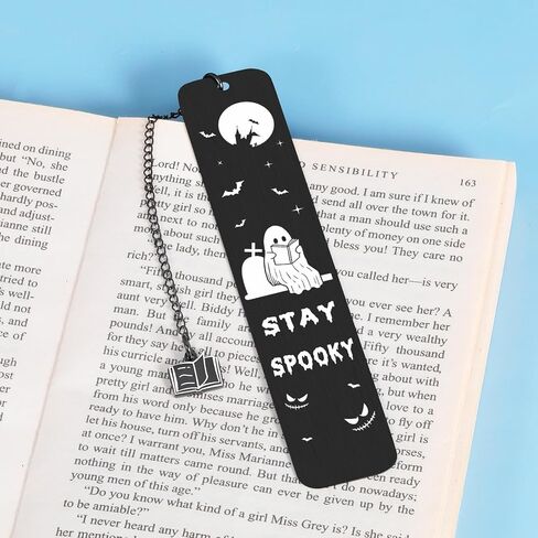 Cute Bookmarks for Women Men Book Lovers, Spooky Boo Basket Stuffers for Women Her Him, Funny Spooky Halloween Bookmarks for Book Lovers Horror Lovers Bookish, White Elephant Gifts for Adults Useful in Saudi Arabia