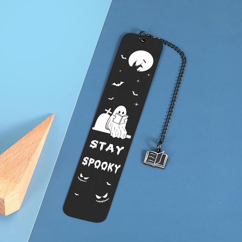 Cute Bookmarks for Women Men Book Lovers, Spooky Boo Basket Stuffers for Women Her Him, Funny Spooky Halloween Bookmarks for Book Lovers Horror Lovers Bookish, White Elephant Gifts for Adults Useful in Saudi Arabia