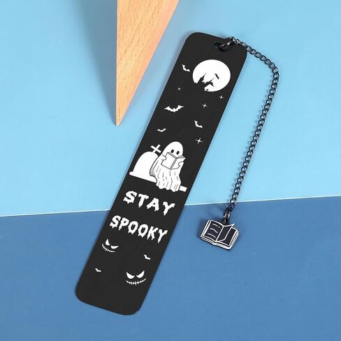 Cute Bookmarks for Women Men Book Lovers, Spooky Boo Basket Stuffers for Women Her Him, Funny Spooky Halloween Bookmarks for Book Lovers Horror Lovers Bookish, White Elephant Gifts for Adults Useful in Saudi Arabia