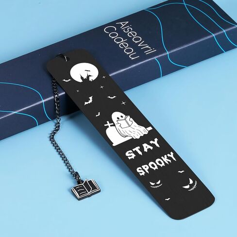 Cute Bookmarks for Women Men Book Lovers, Spooky Boo Basket Stuffers for Women Her Him, Funny Spooky Halloween Bookmarks for Book Lovers Horror Lovers Bookish, White Elephant Gifts for Adults Useful in Saudi Arabia