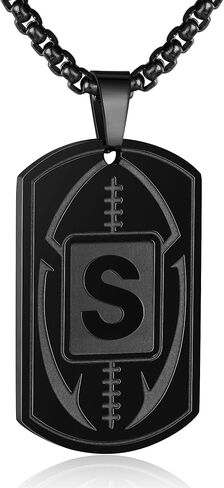 كرة القدم الأولية A-Z الكلب علامة قلادة للرجال كرة القدم سحر قلادة الفولاذ المقاوم للصدأ سلسلة 22 + 2 بوصة شخصية الرياضة الرياضيين مجوهرات كرة القدم هدية للرجال in Kuwait