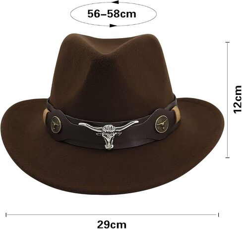 Western Cowboy Hat Wide Brim Felt Cowgirl Fedora Classic Panama Cowboy Hat with Belt Buckle for Women Men in Saudi Arabia